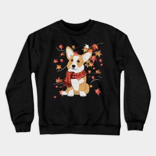 Maple Dog Leaf Fall Hello Autumn Funny Corgi Lover Crewneck Sweatshirt